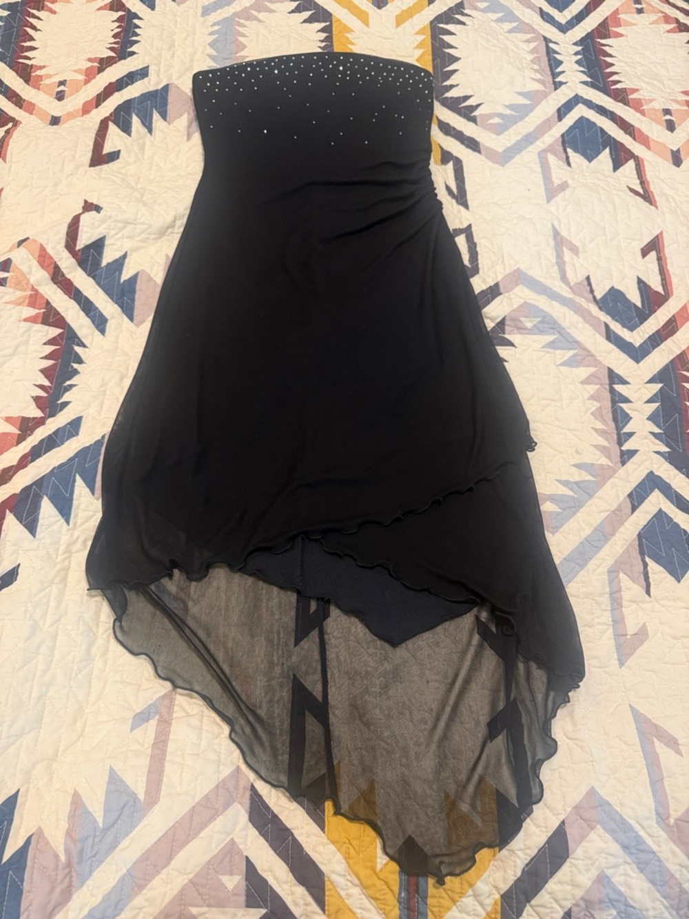Charlotte Russe Black Strapless Evening Dress with Rhinestone Accent